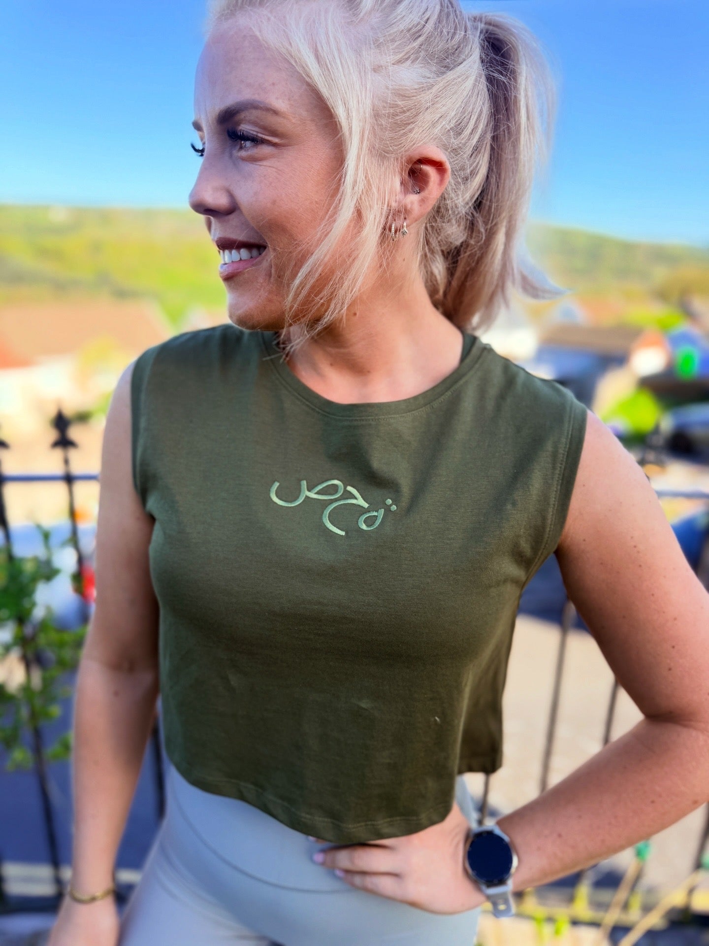 Ladies Crop Tank Olive