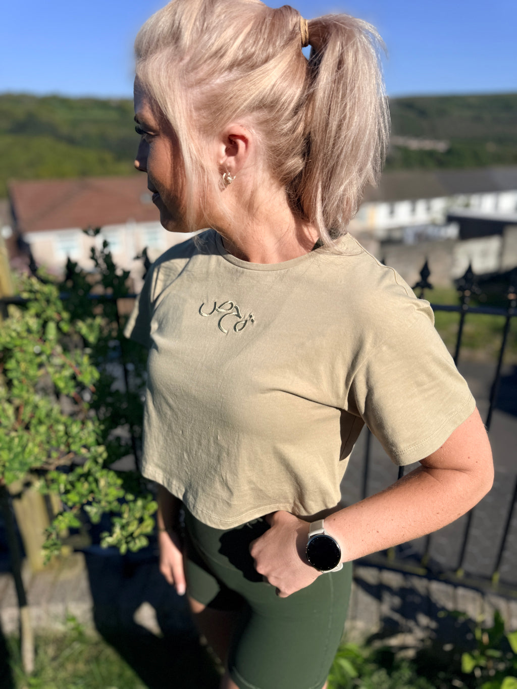 Ladies Crop Tee Sage Green