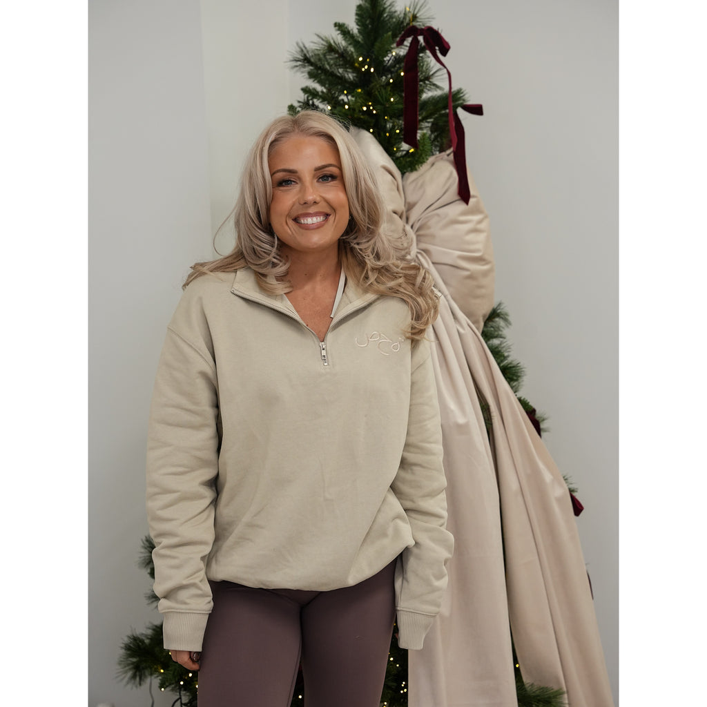 Unisex Heavy Weight 1/4 Zip - Stone