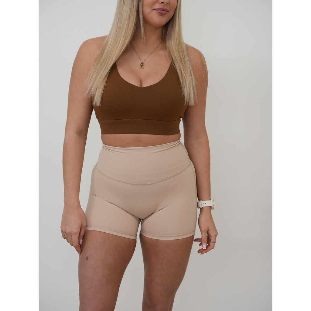 Sculpta High Waisted Shorts 4” - Light Stone