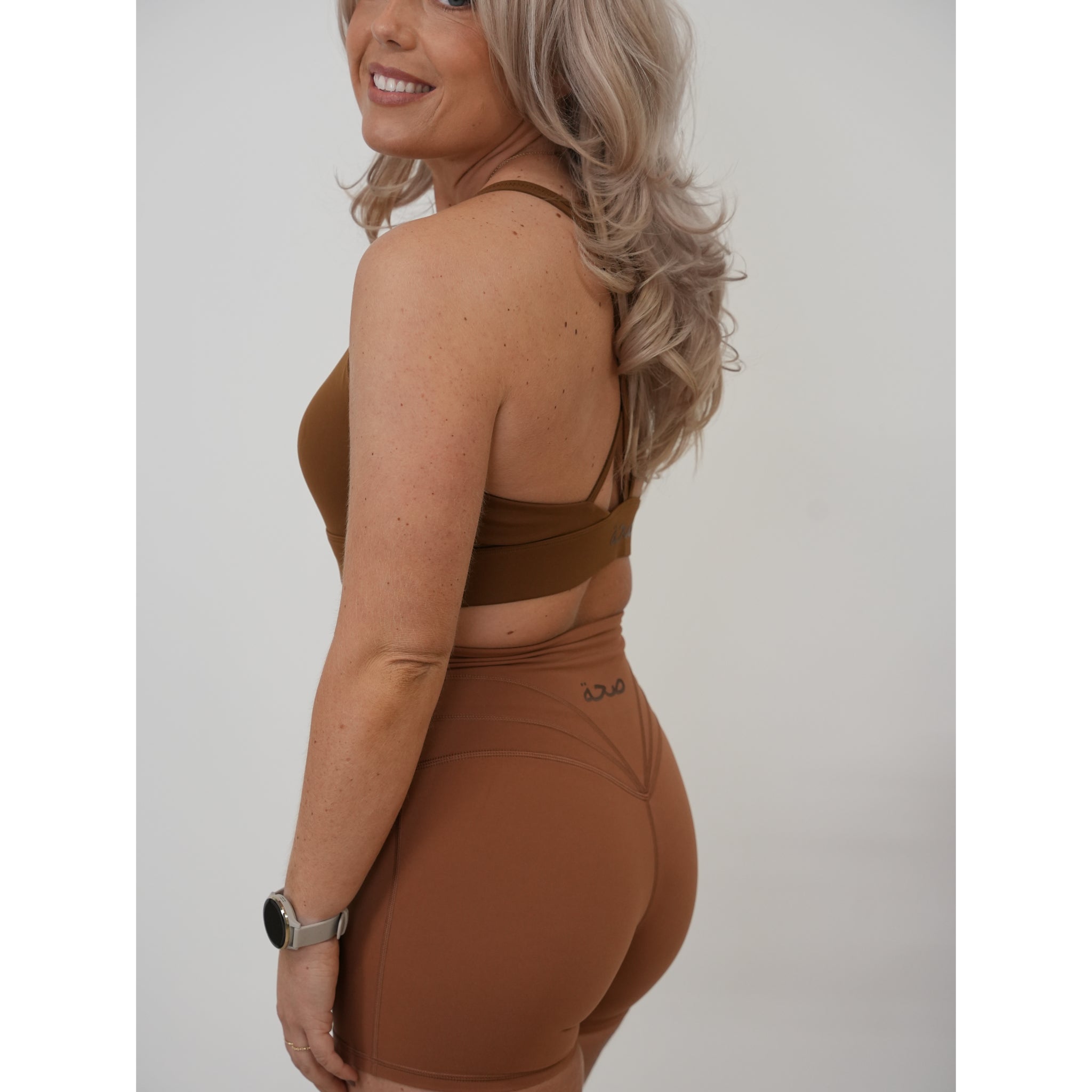 Sculpta High Waisted Shorts 4” - Light Brown