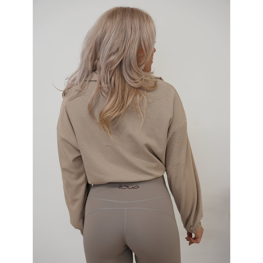 Ladies Waffle Crop 1/4 Zip