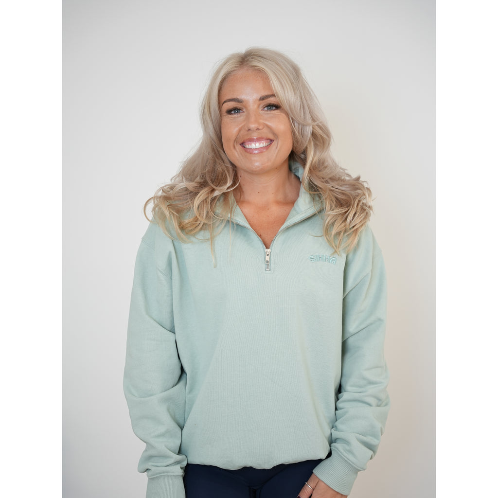 Unisex Heavy Weight 1/4 Zip - Aqua Mist