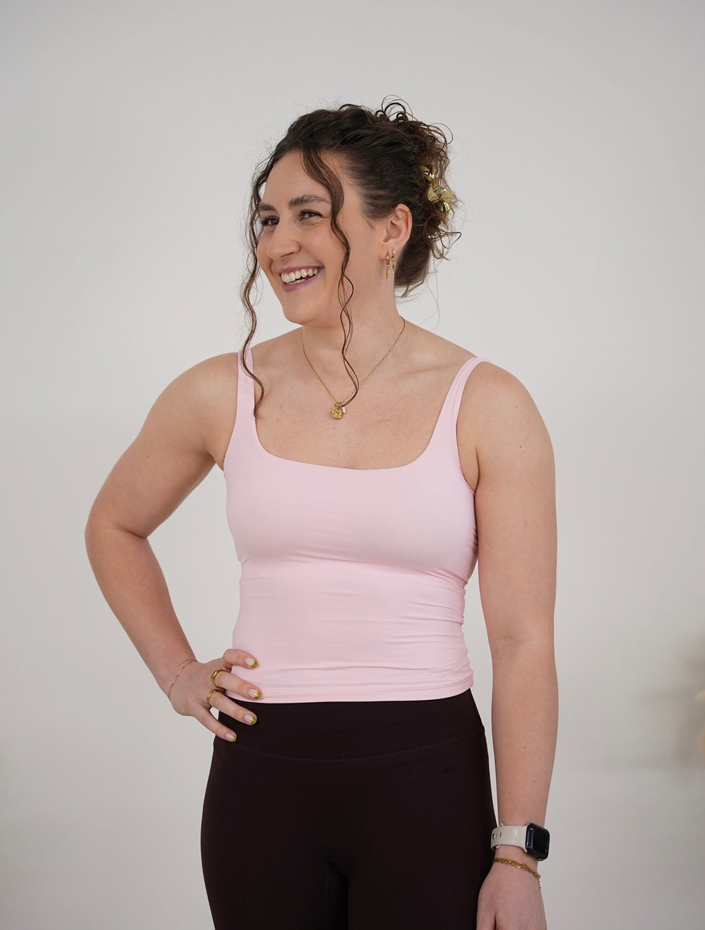 Ladies Luxe Vest Top Baby Pink