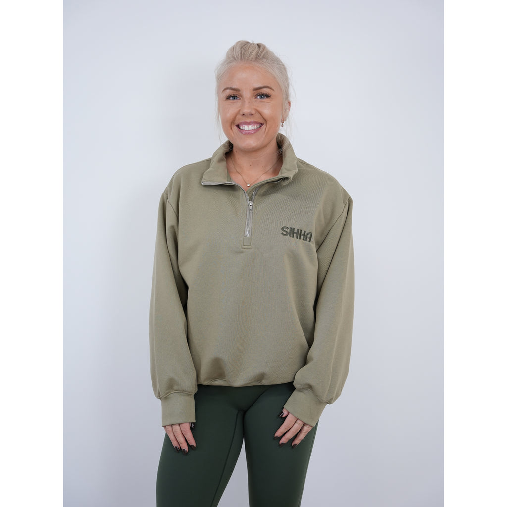 Unisex Moss Green Relaxed 1/4 Zip