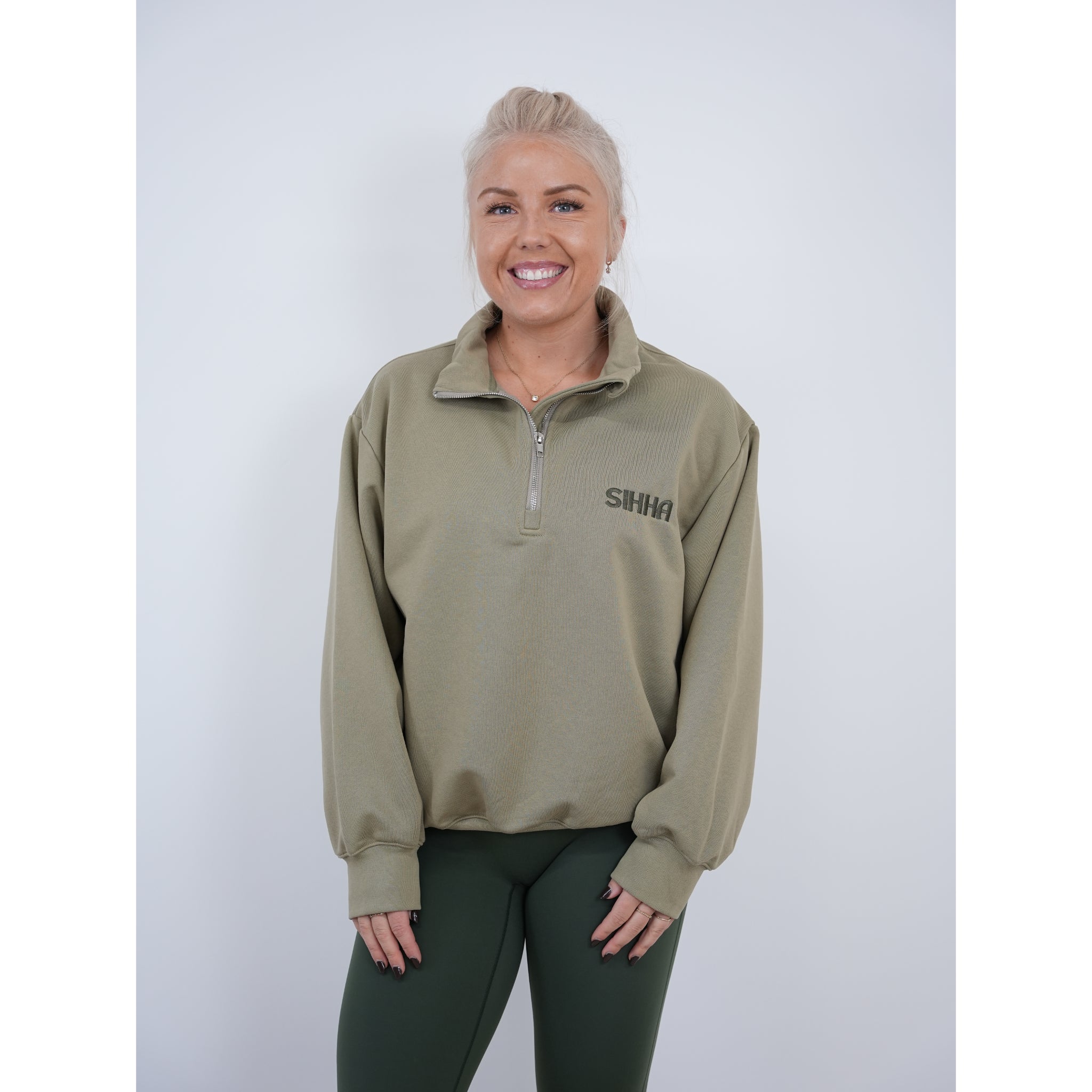 Unisex Moss Green Relaxed 1/4 Zip