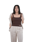 Ladies Luxe Vest Top Brown