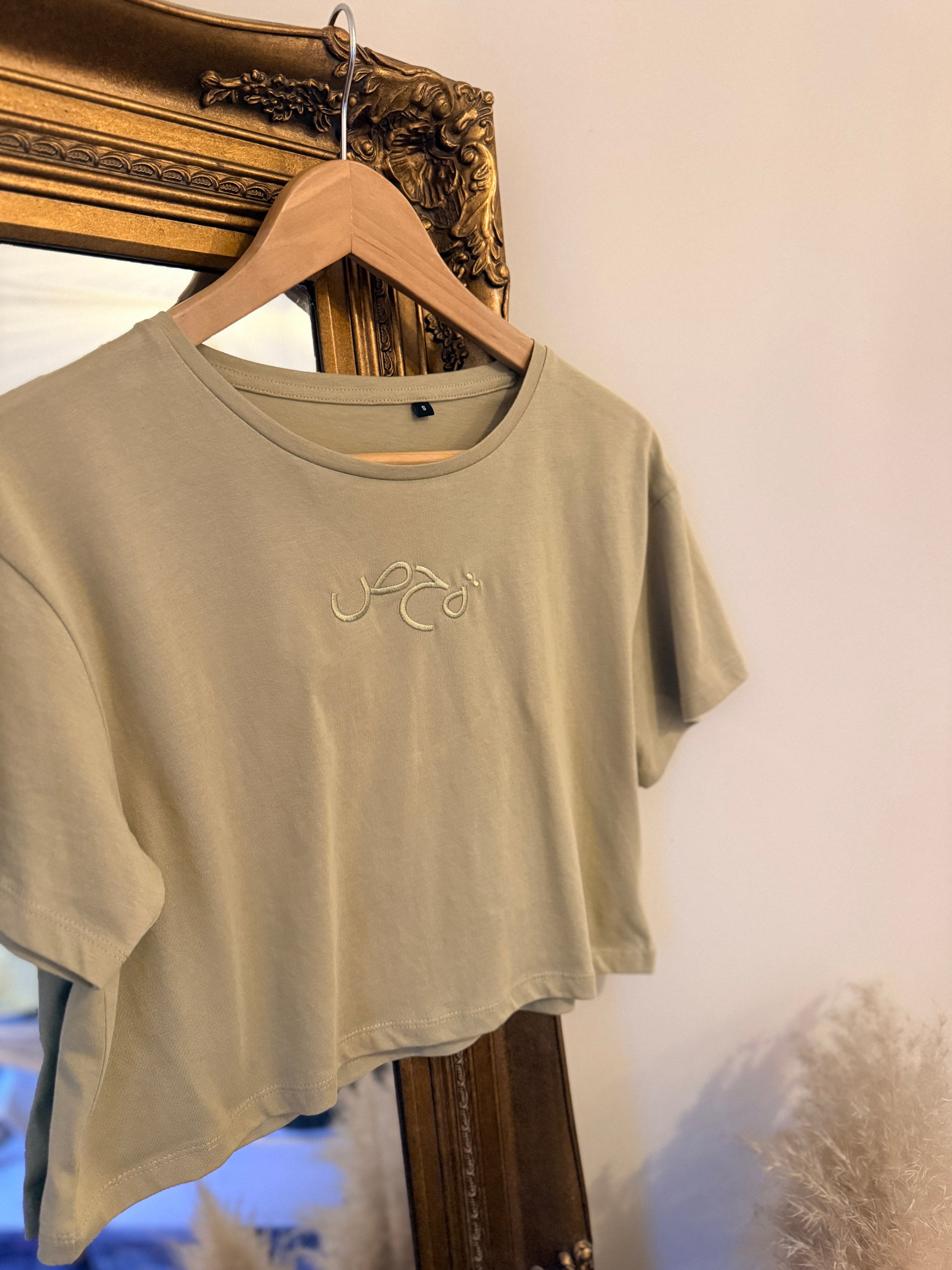 Ladies Crop Tee Sage Green