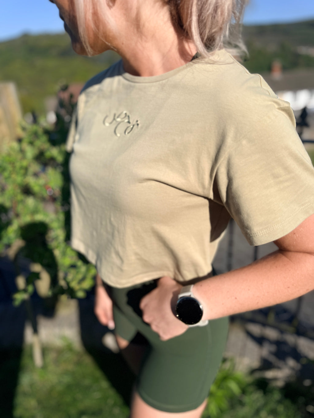 Ladies Crop Tee Sage Green