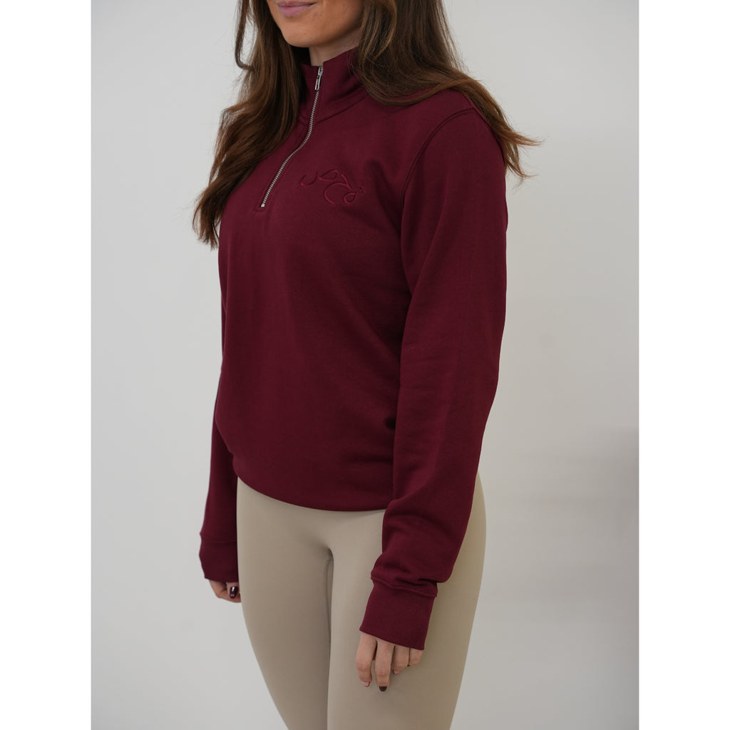 Ladies Fleece lined 1/4 Zip Burgundy