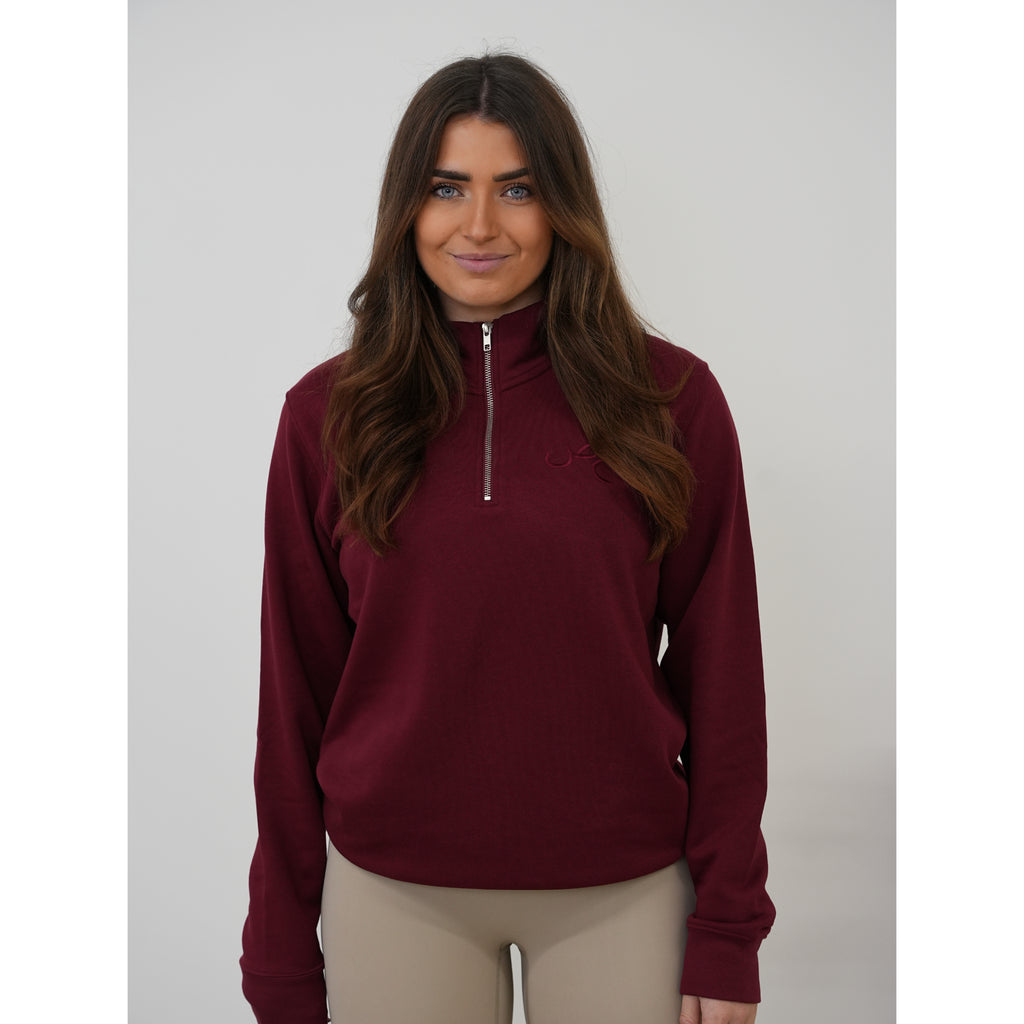 Ladies Fleece lined 1/4 Zip Burgundy