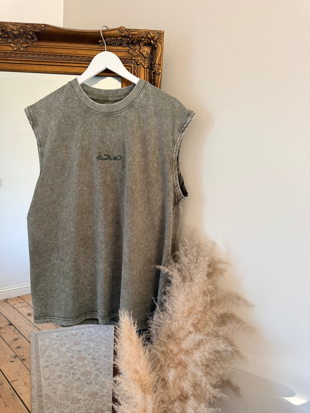 Men's Oversized Acid Wash Vest Green