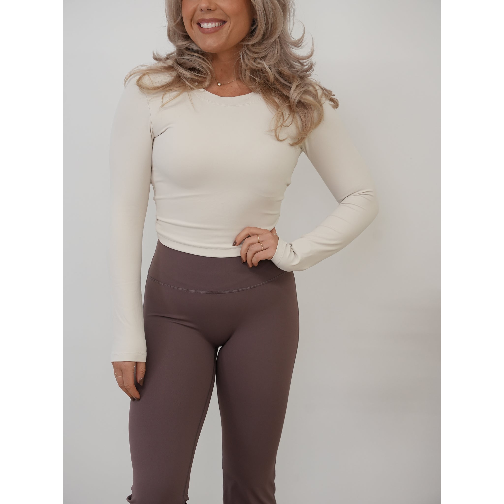 Open Back Long Sleeve Cream