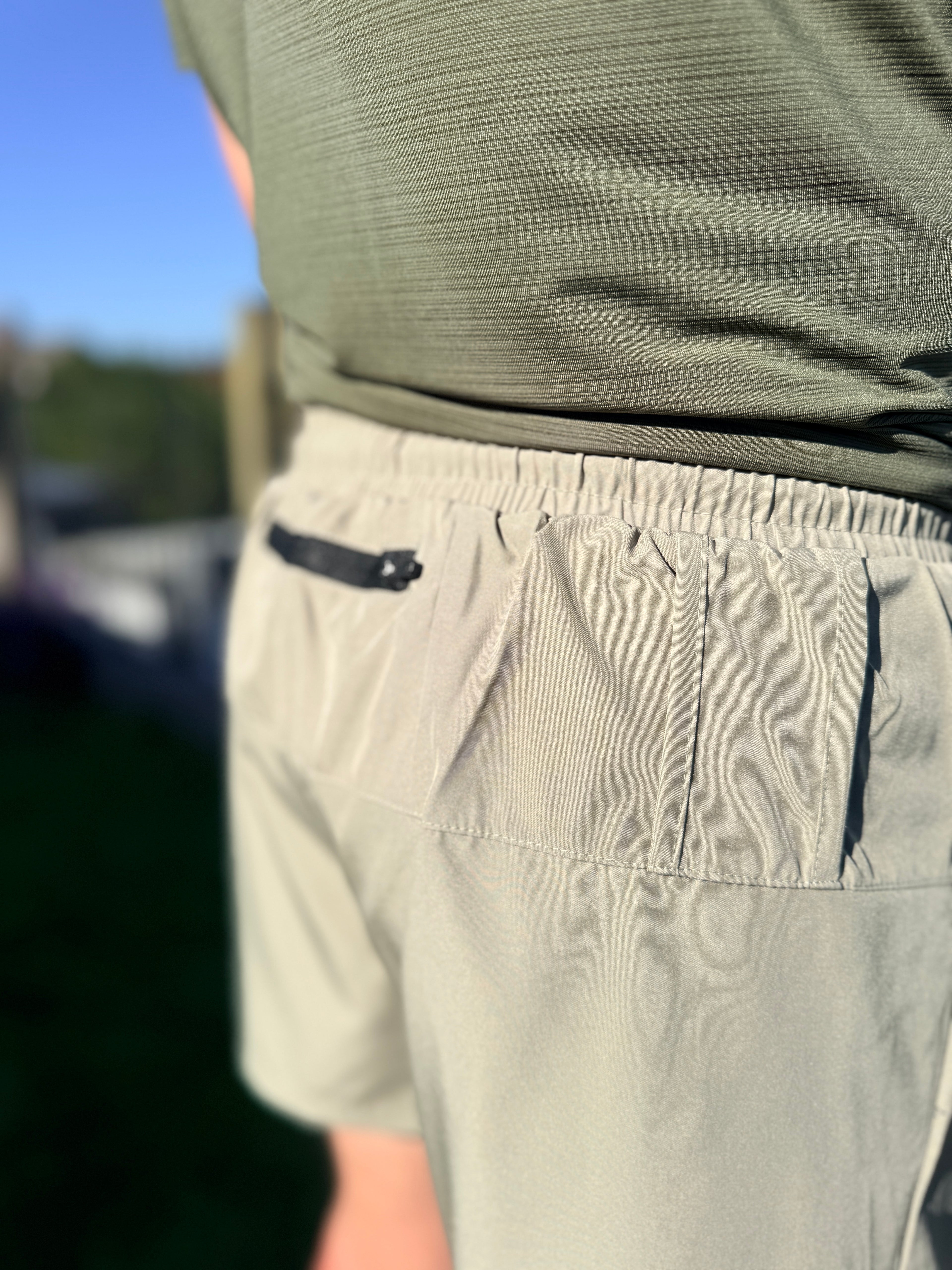 Mens Light Khaki Running Shorts