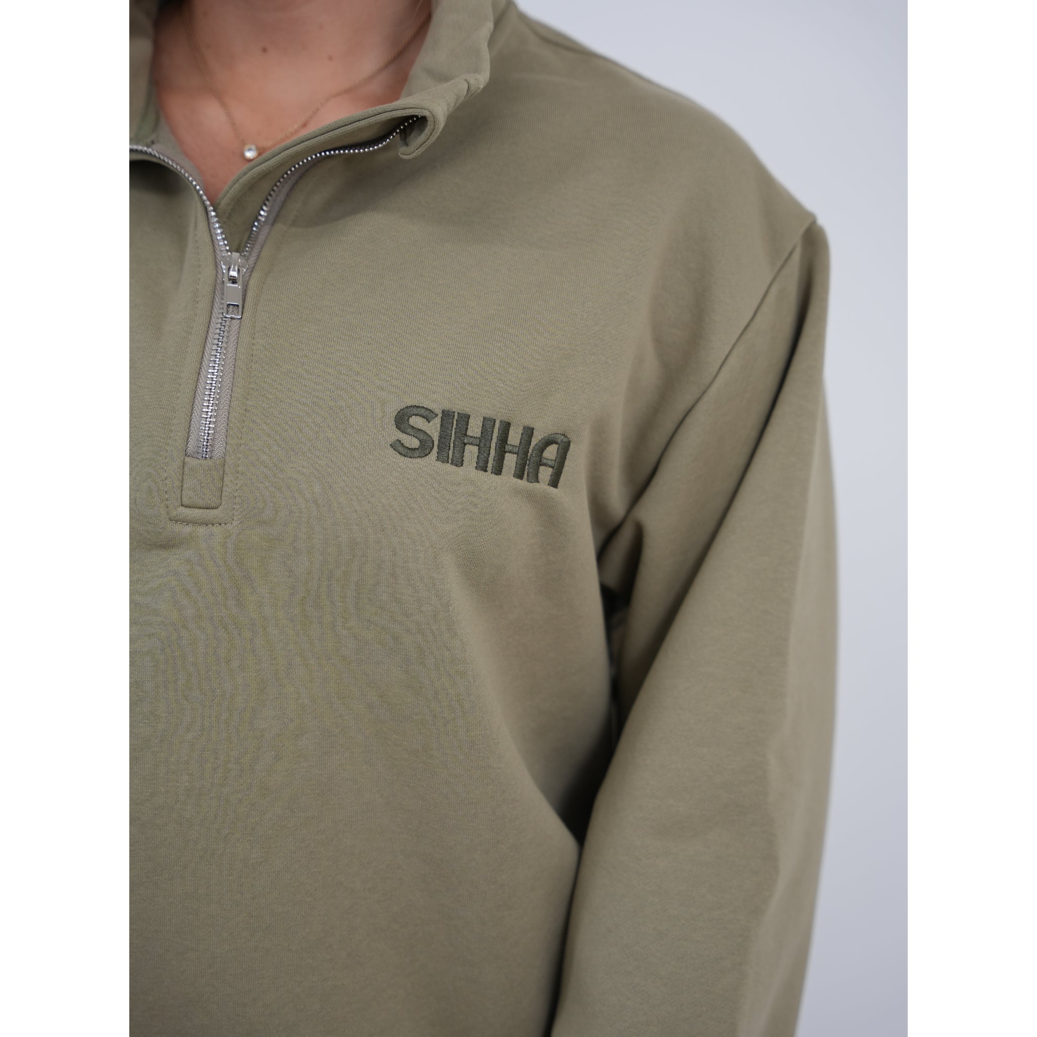Unisex Moss Green Relaxed 1/4 Zip