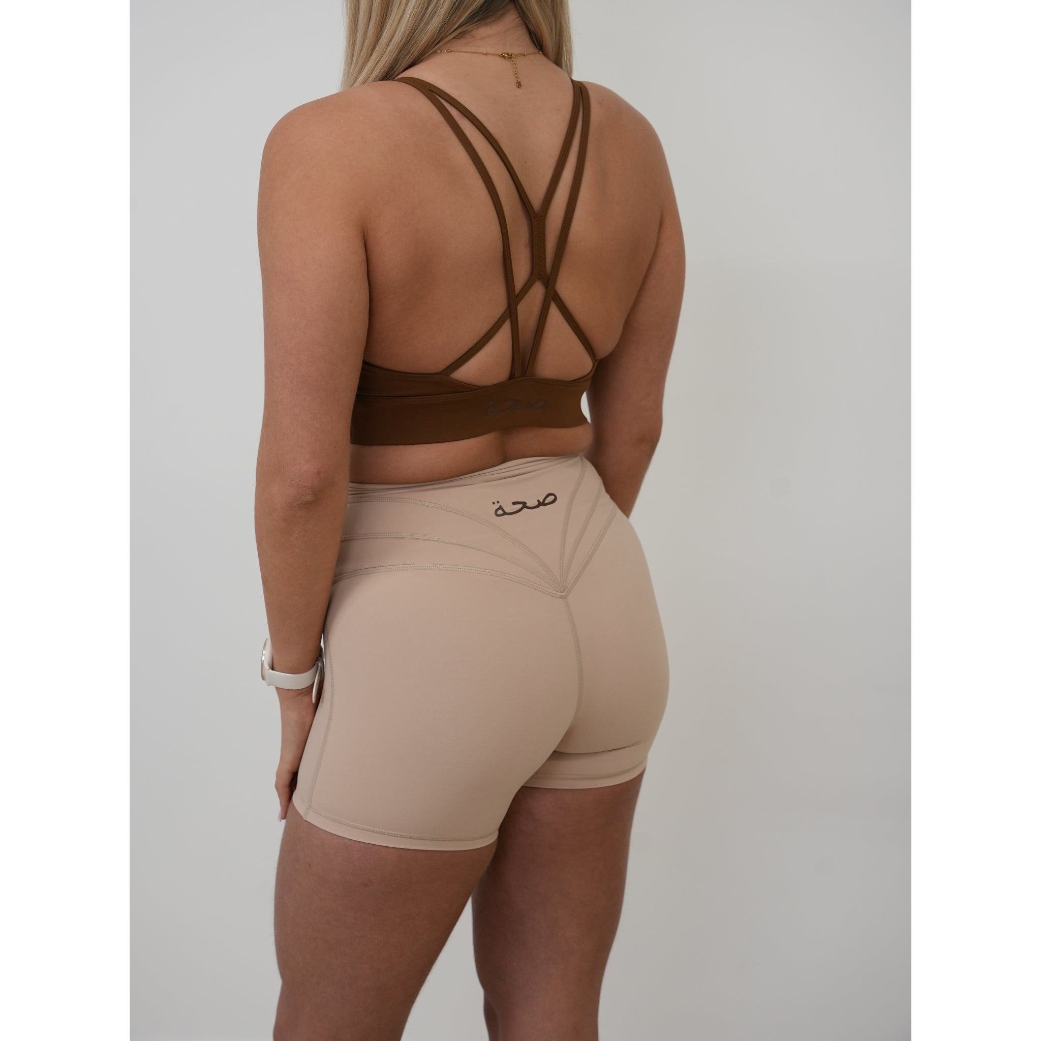 Sculpta High Waisted Shorts 4” - Light Stone