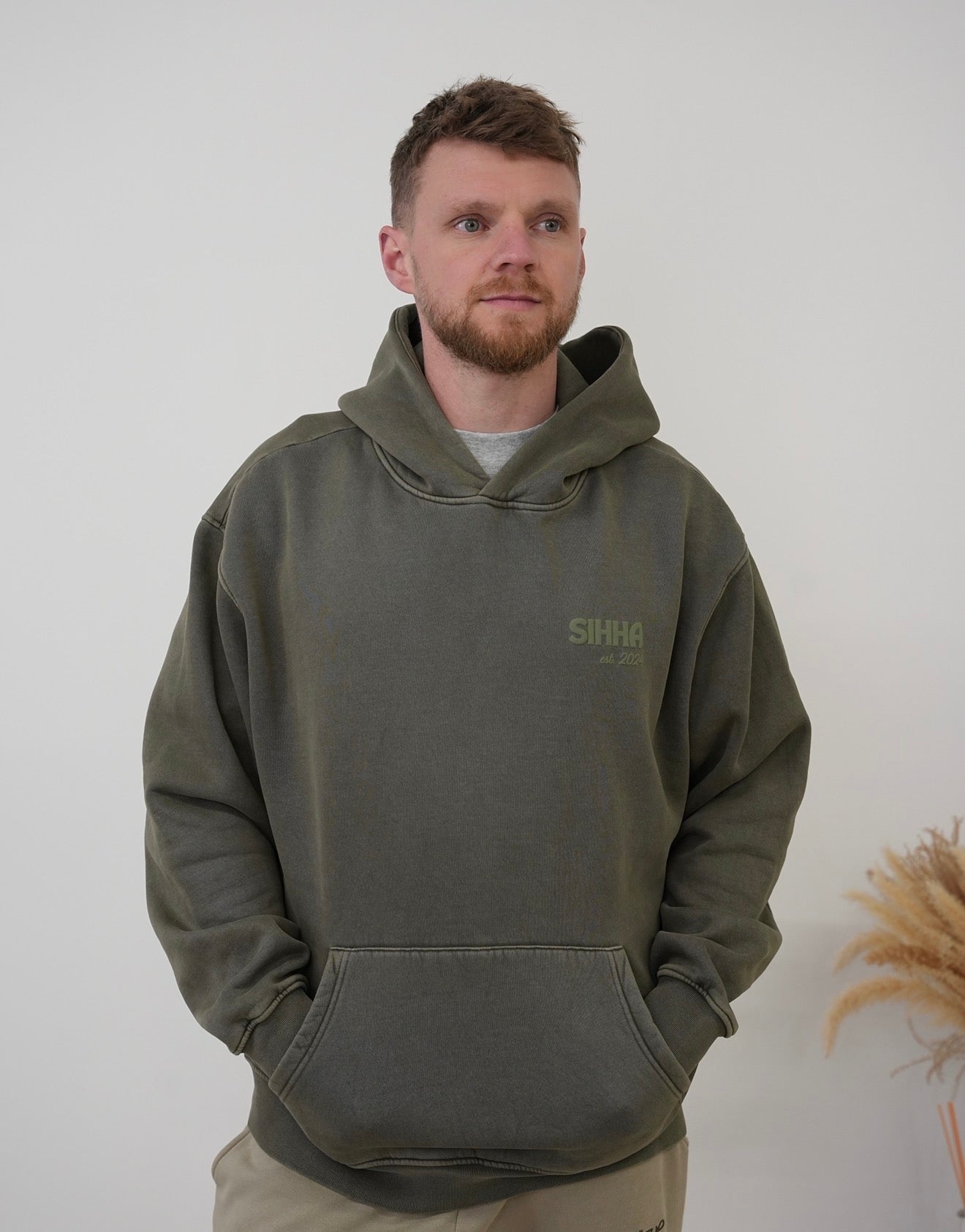 Oversized Unisex Green Acid Wash Hoody