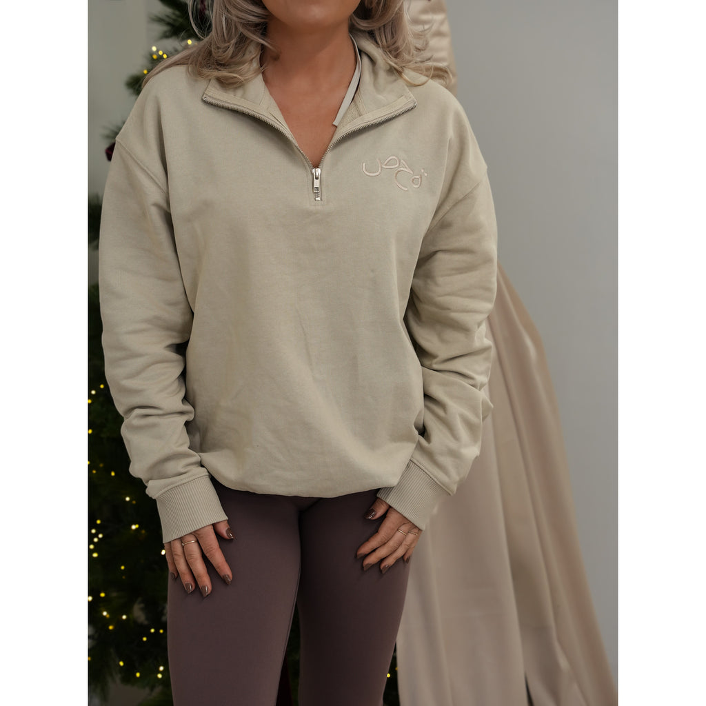 Unisex Heavy Weight 1/4 Zip - Stone