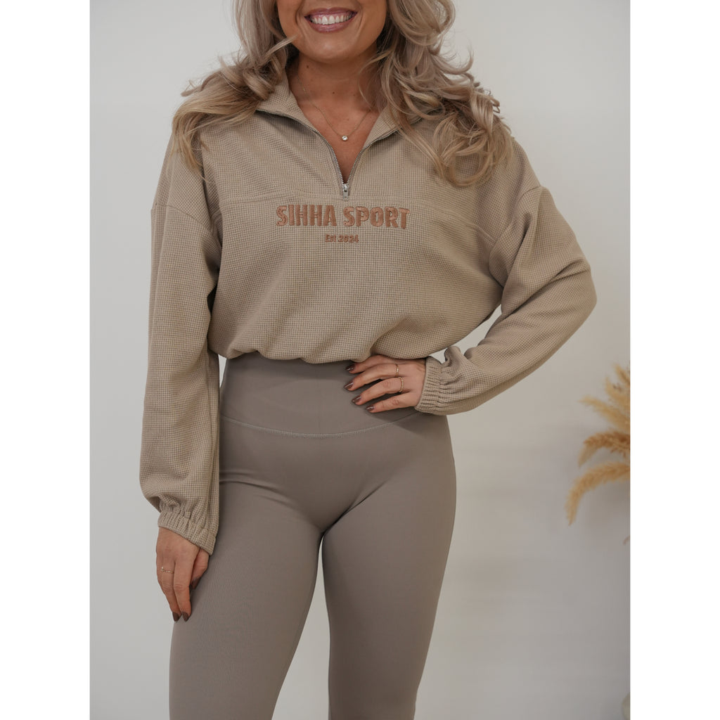 Ladies Waffle Crop 1/4 Zip