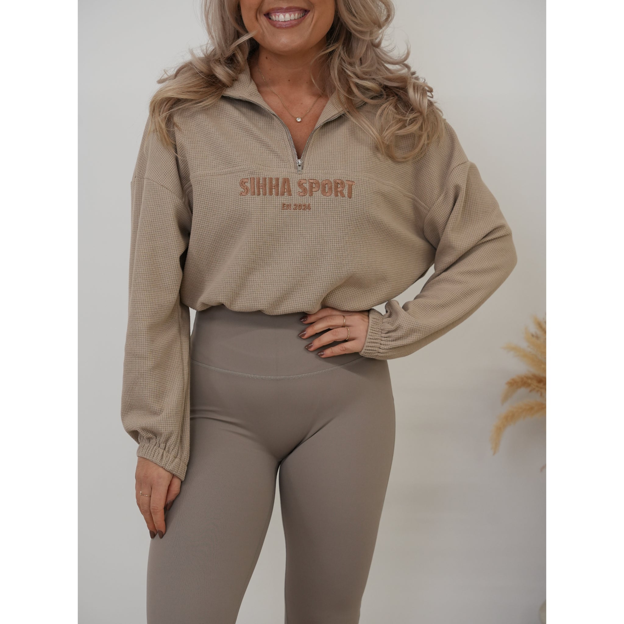 Ladies Waffle Crop 1/4 Zip