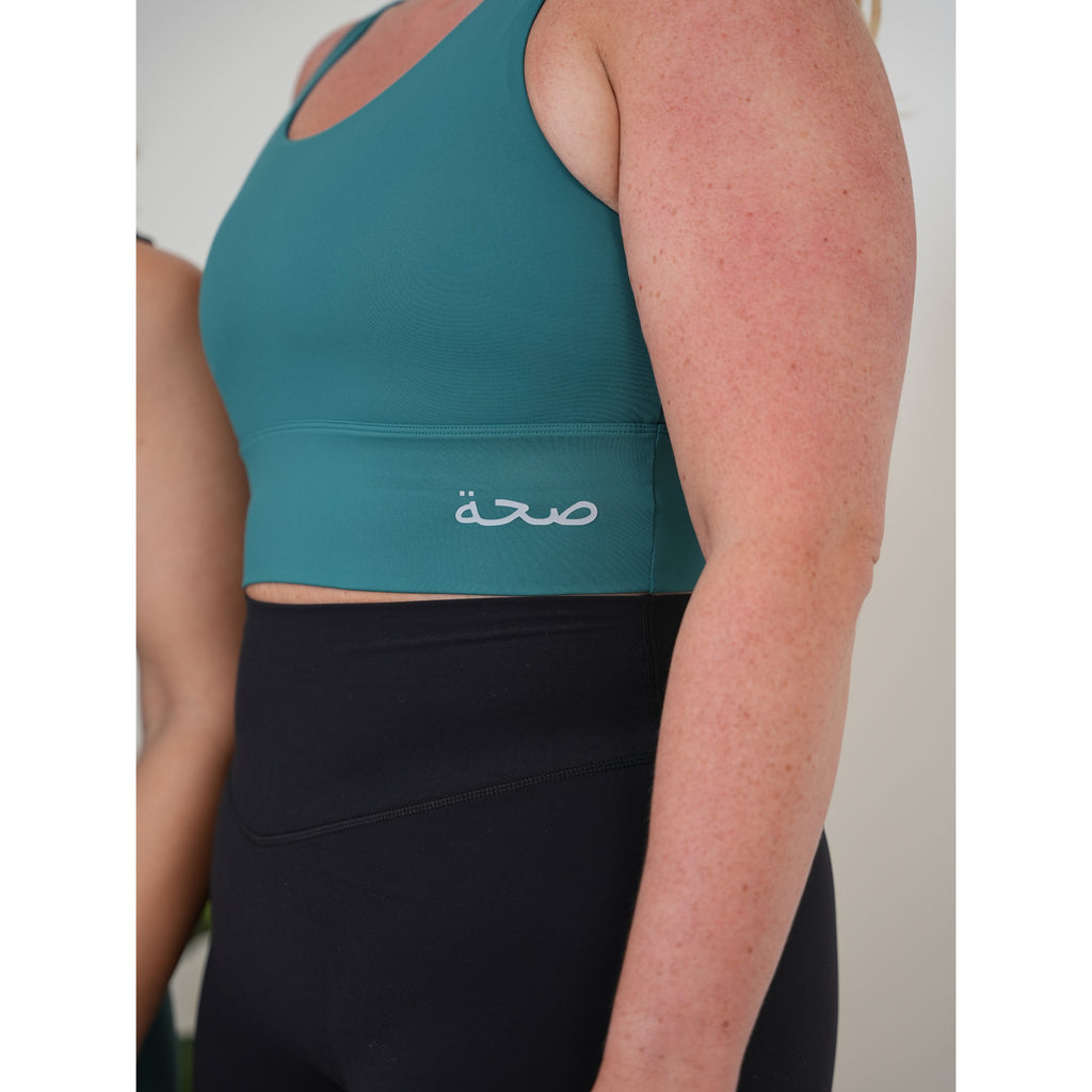 Ladies' V-Back Longline Sports Bra - Neo Teal