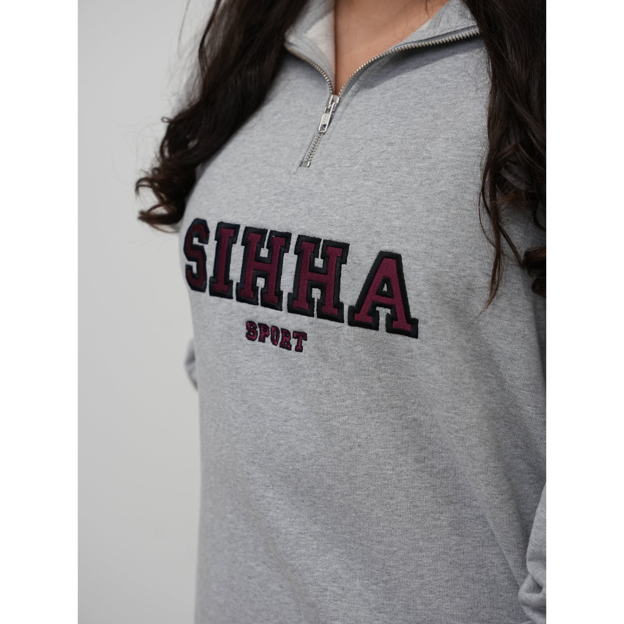 Ladies Heavy Weight 1/4 Zip Grey