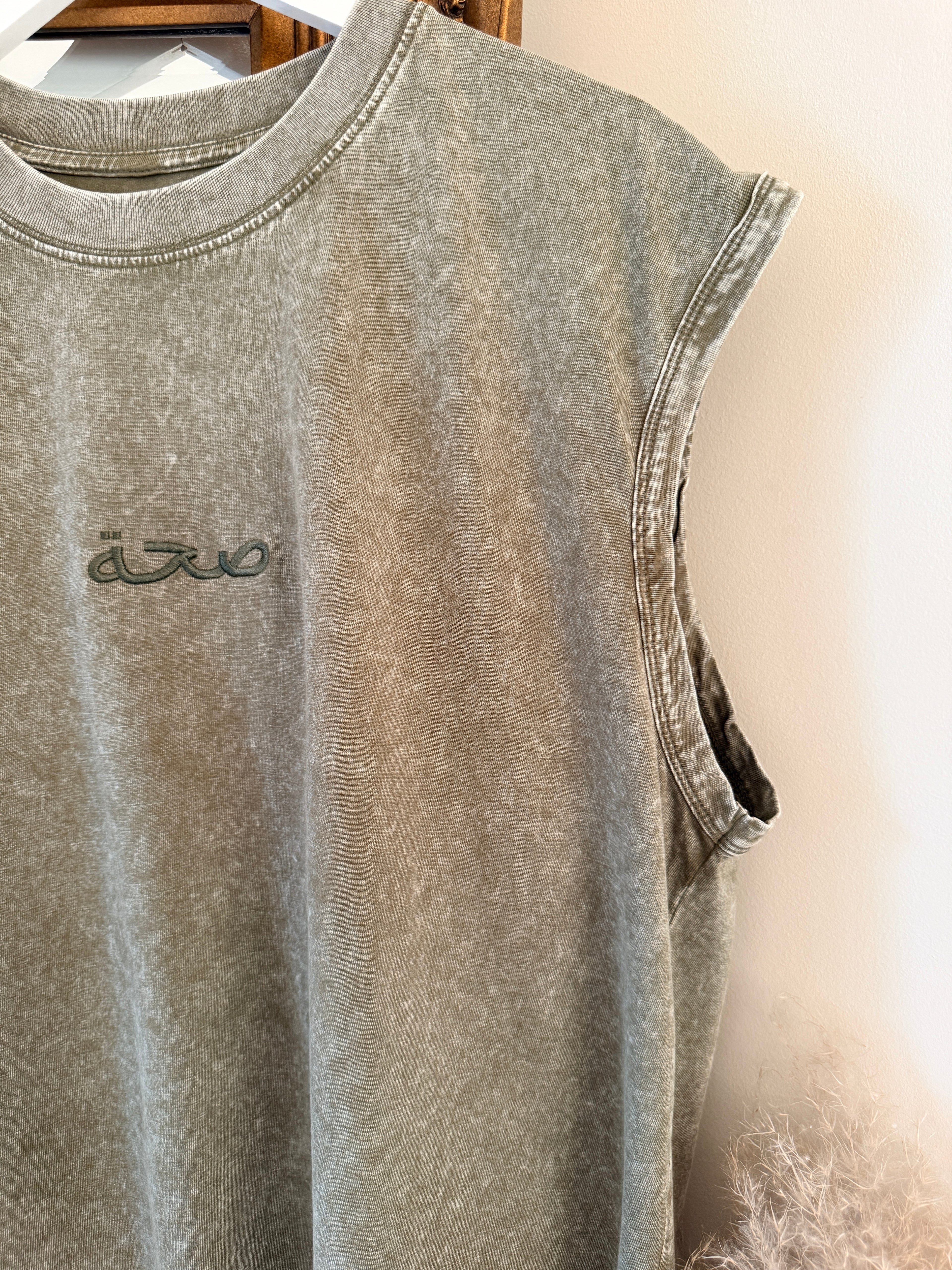 Men's Oversized Acid Wash Vest Green