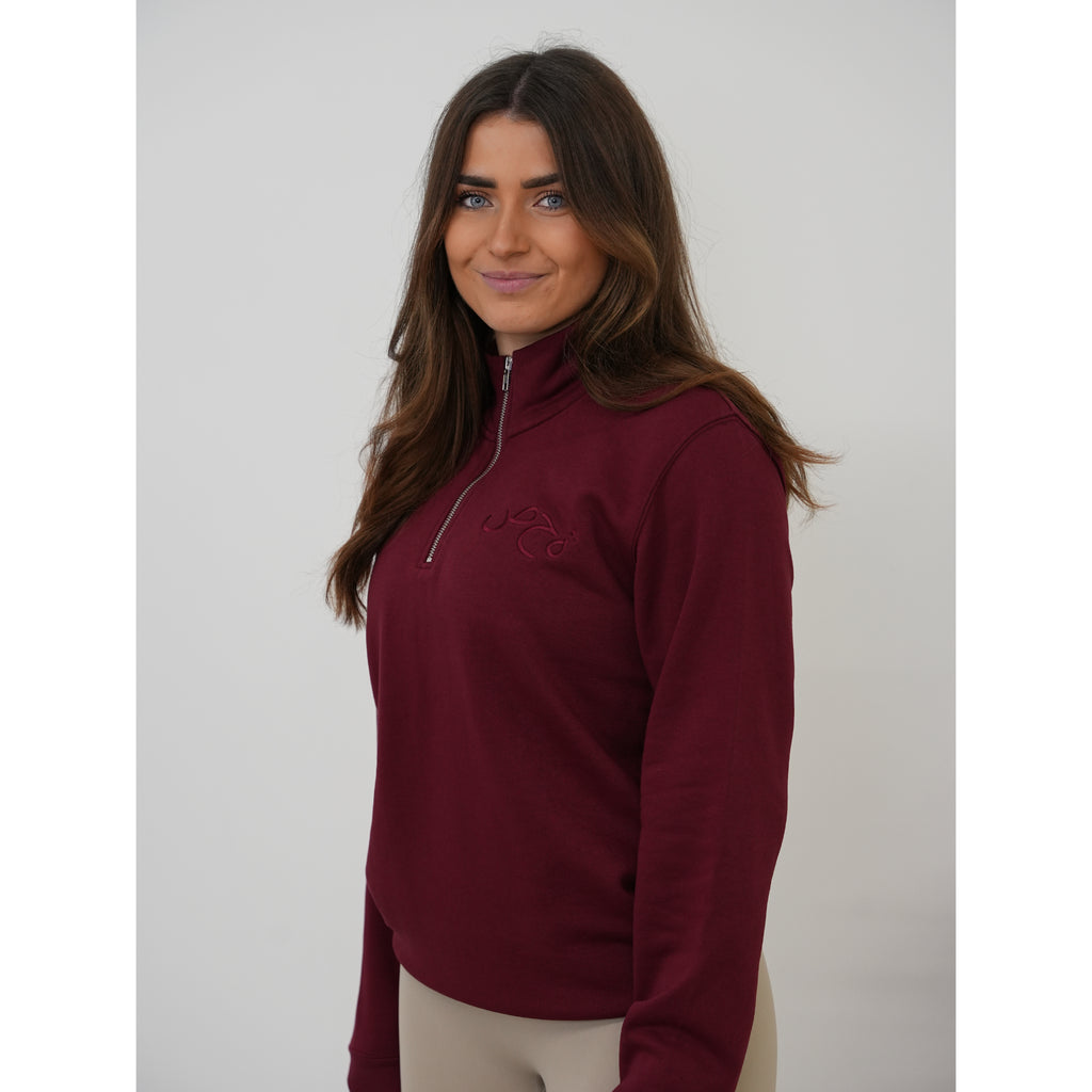 Ladies Fleece lined 1/4 Zip Burgundy