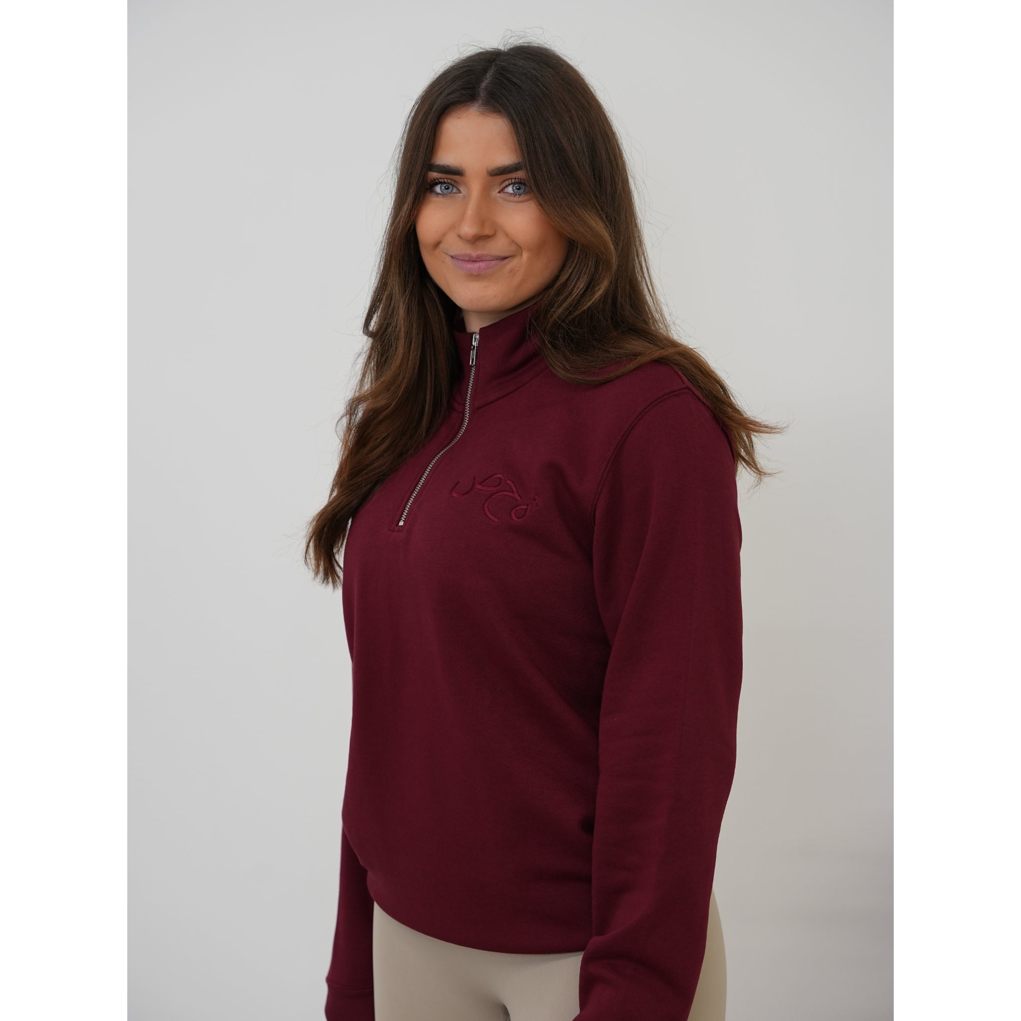 Ladies Fleece lined 1/4 Zip Burgundy