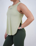 Ladies High Neck Ribbed Tank - Green