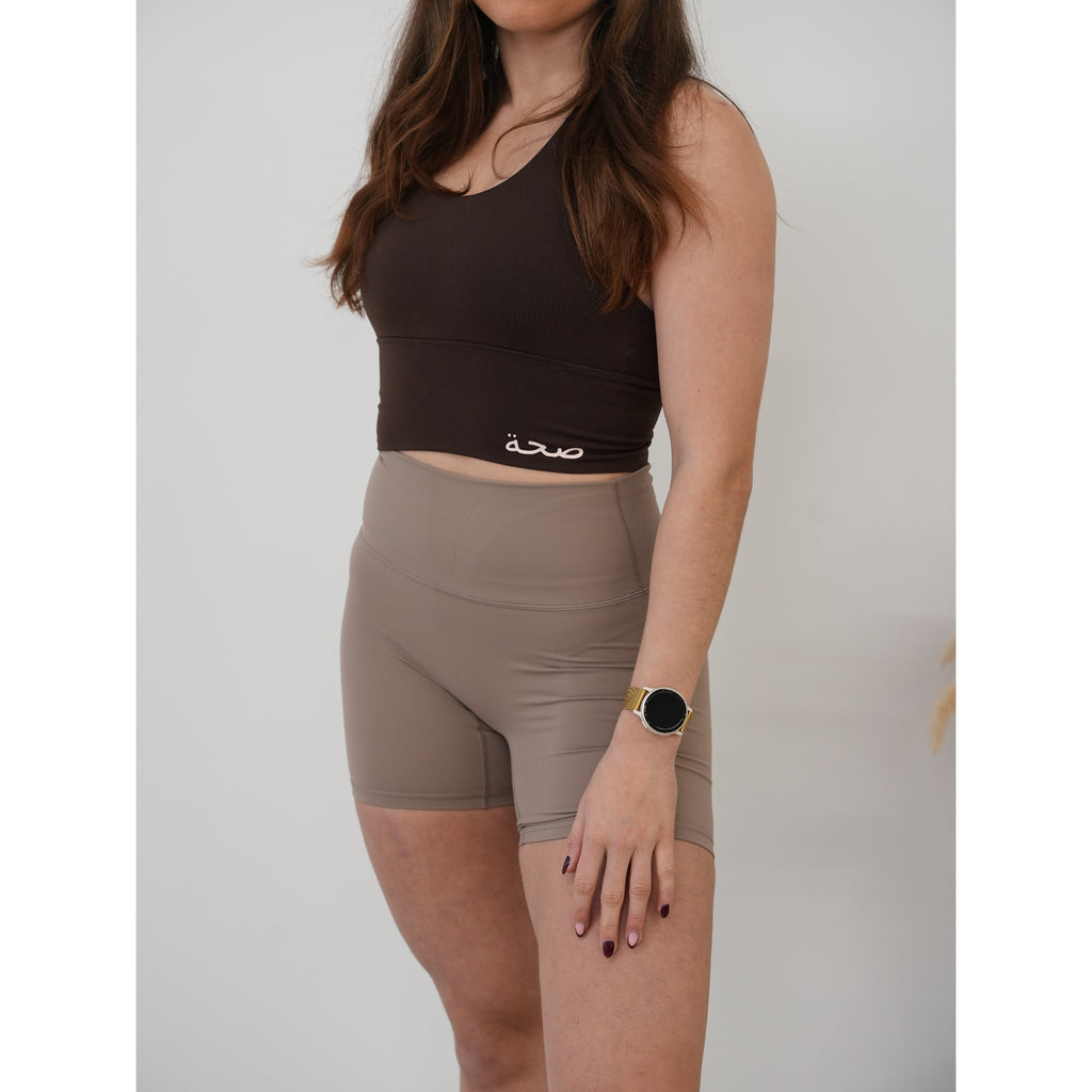Longline Crossback Sports Bra - Chocolate Brown