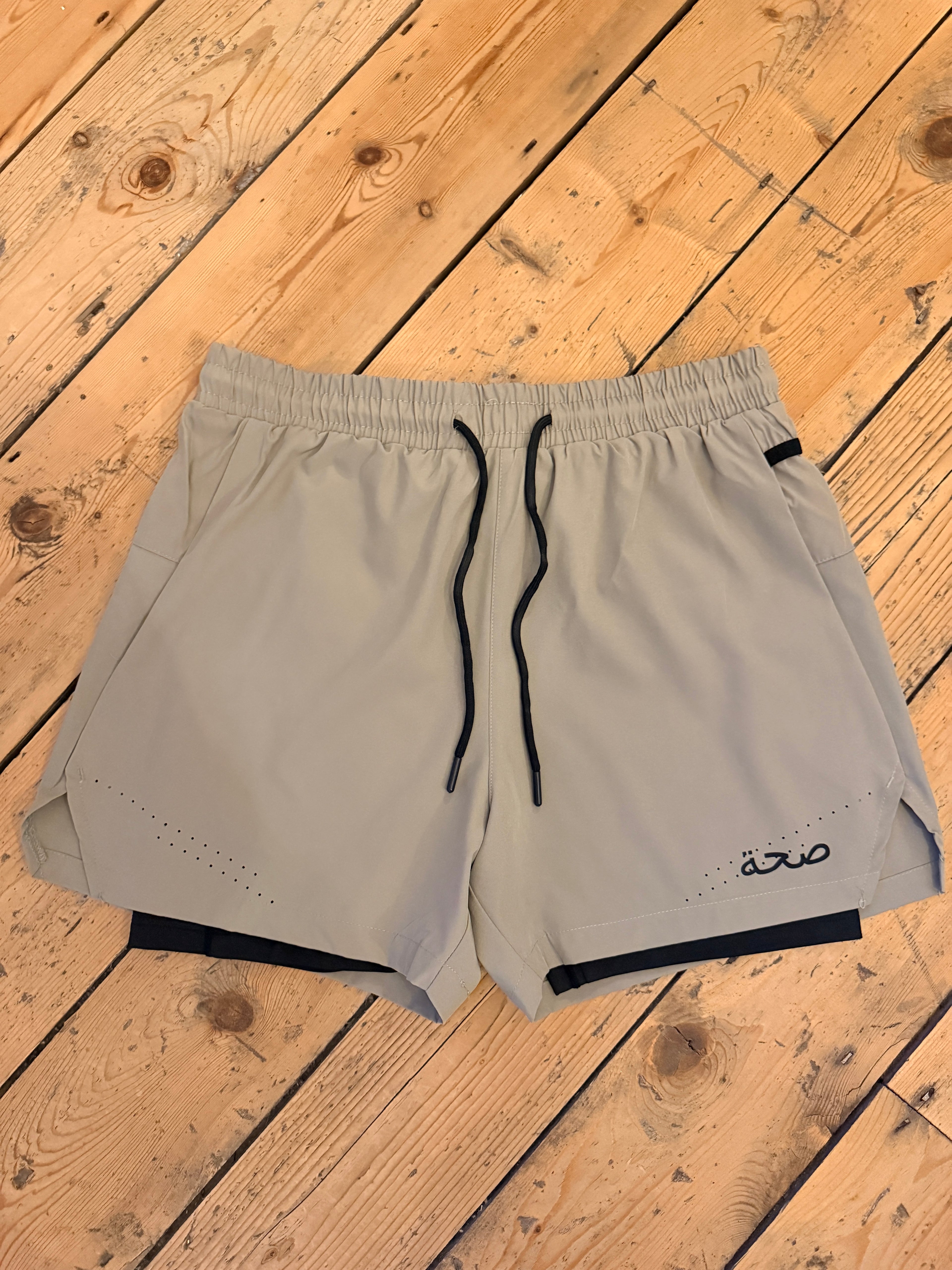 Mens Light Khaki Running Shorts