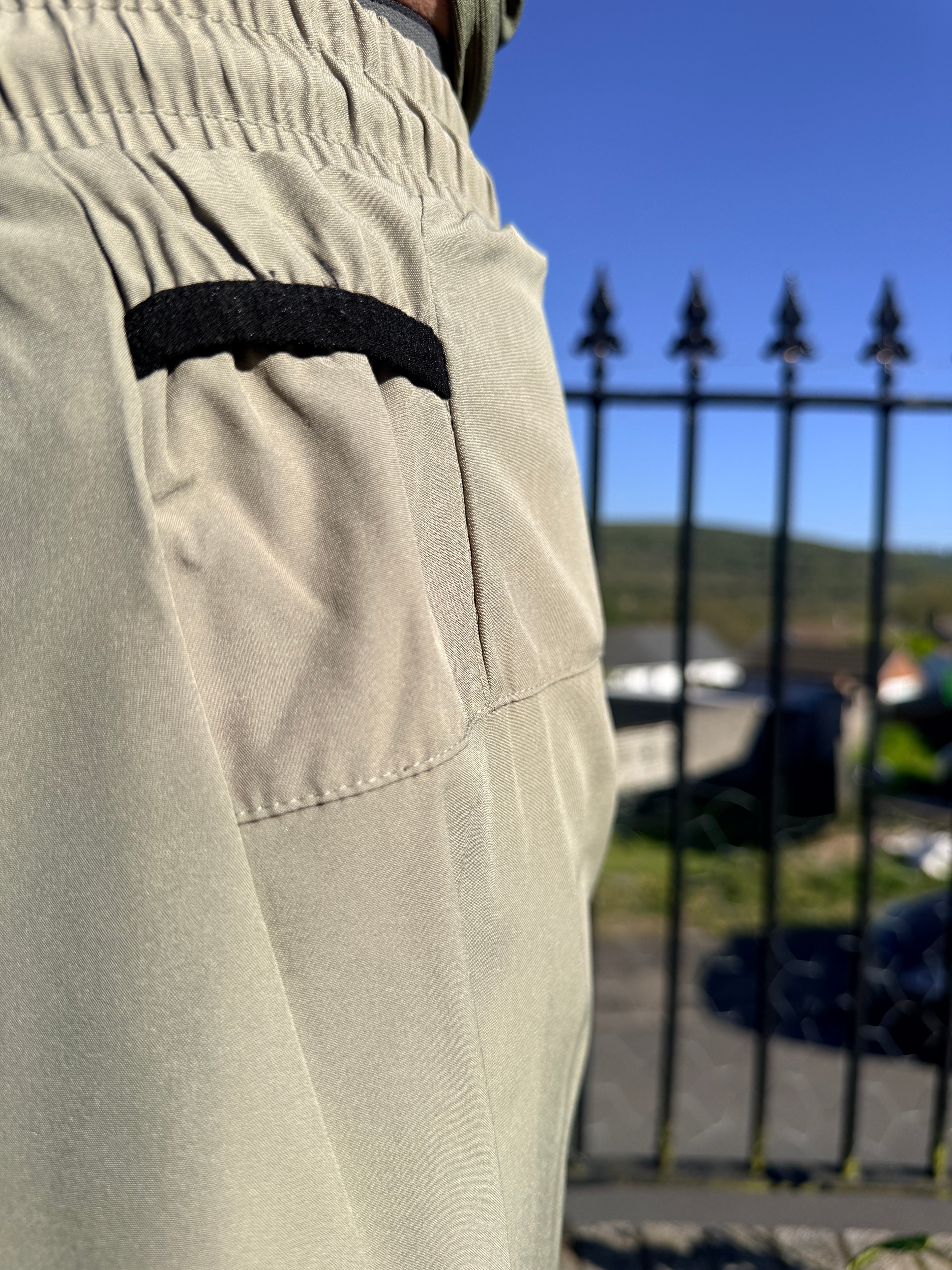 Mens Light Khaki Running Shorts