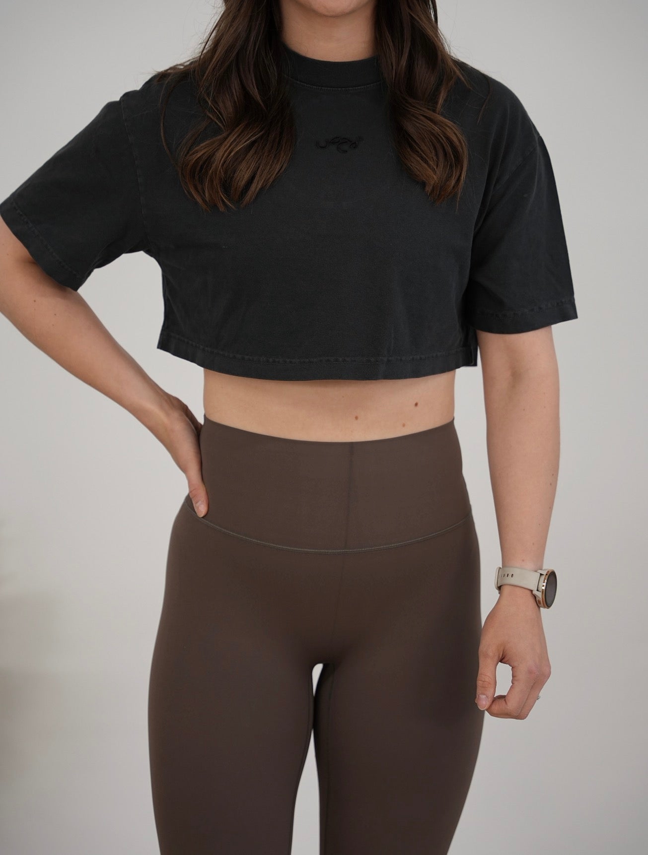 Heavyweight Acid Wash Crop Black