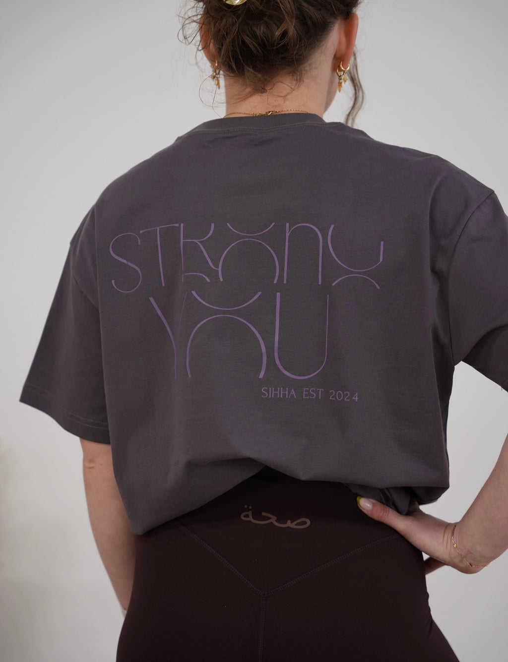 Ladies Oversized ‘Strong You’ Tee Washed Purple
