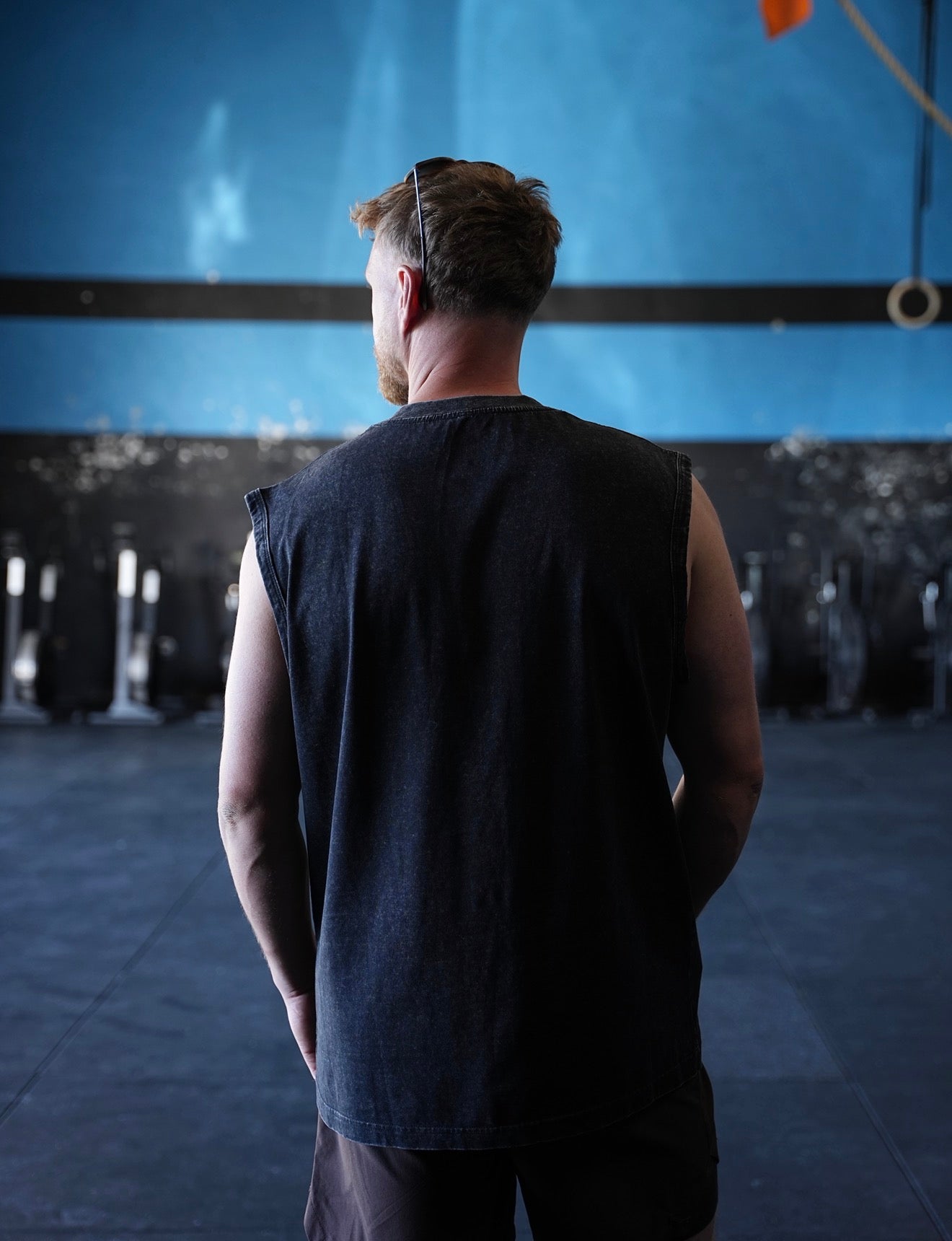 Men's Oversized Acid Wash Vest - Black