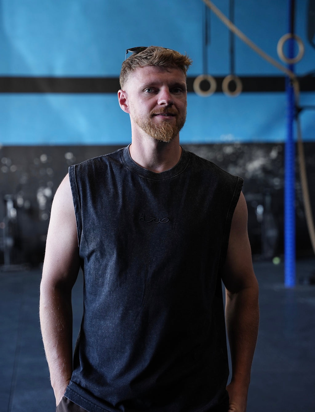 Men's Oversized Acid Wash Vest - Black