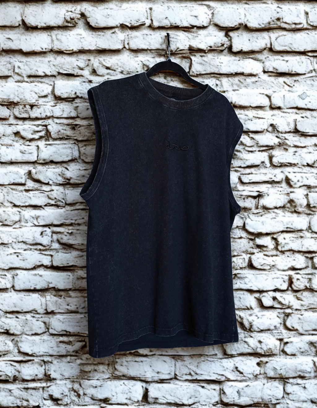 Men's Oversized Acid Wash Vest - Black