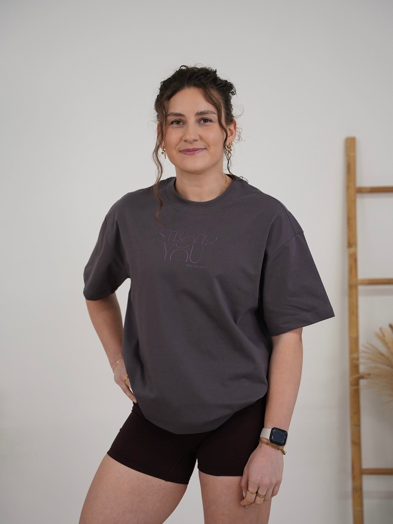 Ladies Oversized ‘Strong You’ Tee Washed Purple