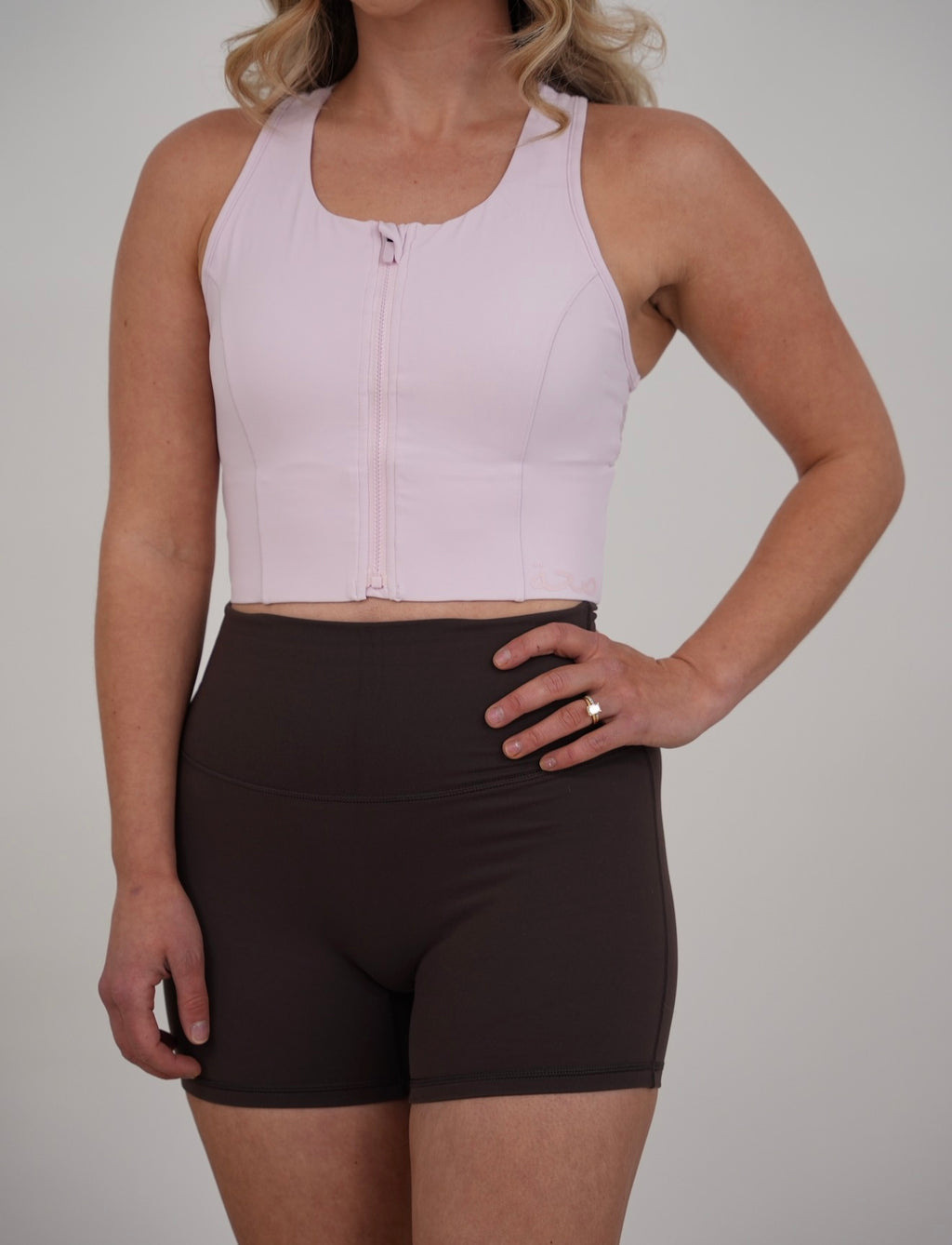 High Support Zip Bra Baby Pink